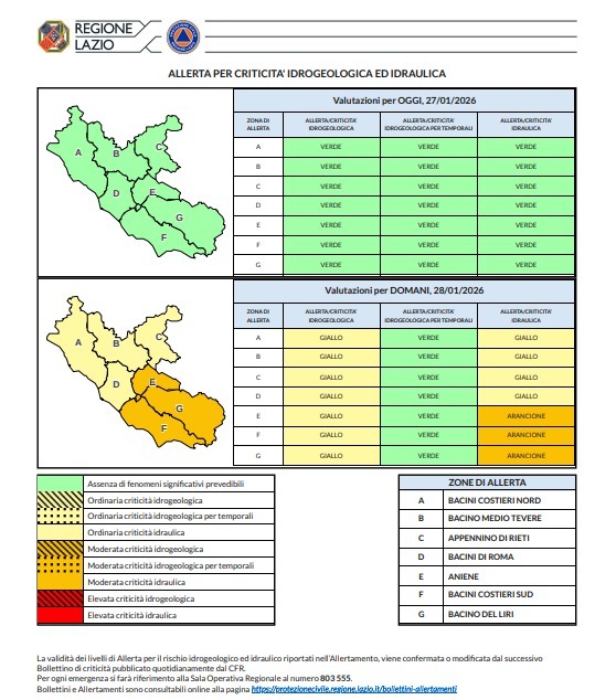 L'allerta della Regione Lazio
